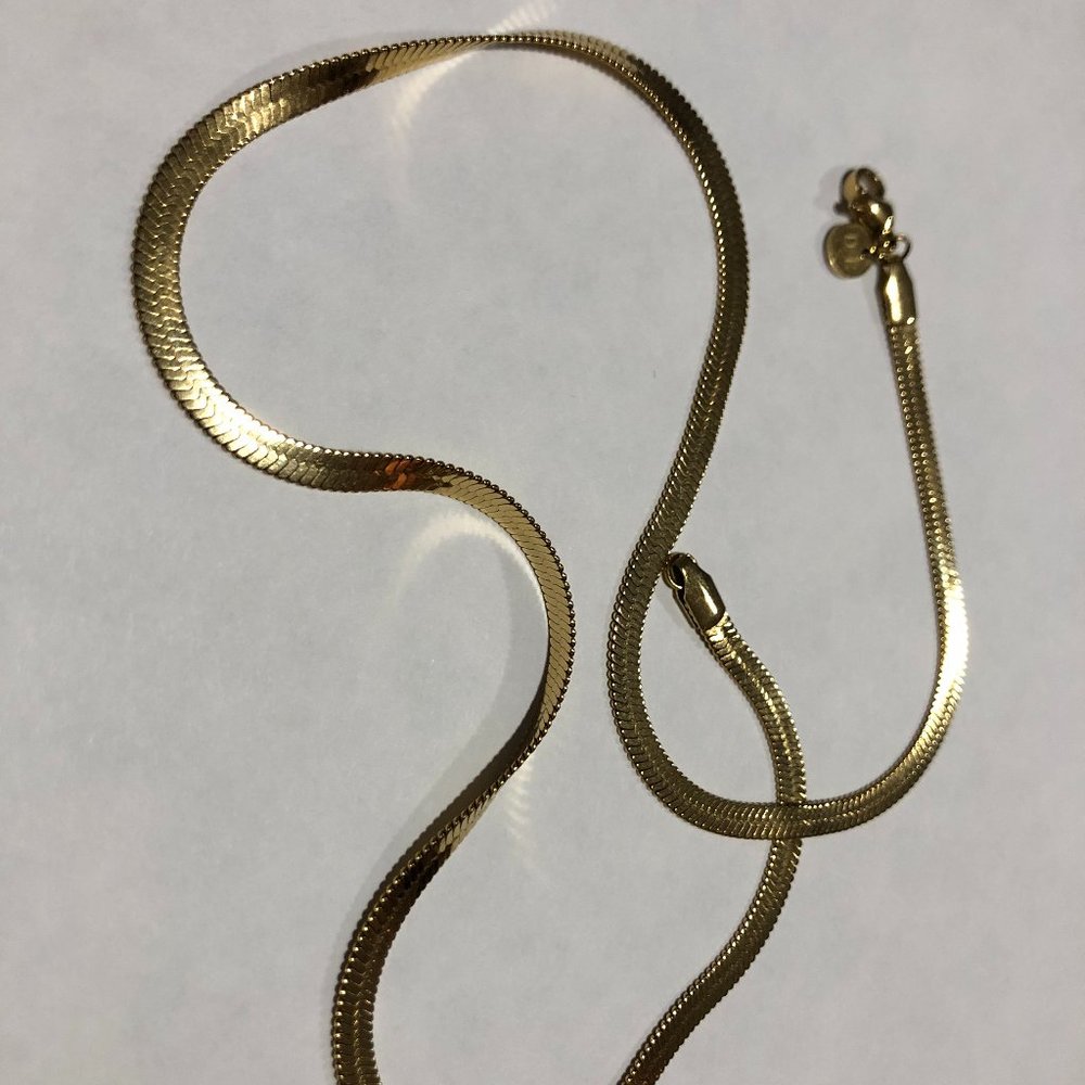 Gold Herringbone Chain Necklace
